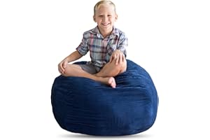 Creative QT Stuff ’n Sit Large 33’’ Bean Bag Storage Cover for Stuffed Animals & Toys – Royal Blue Corduroy – Toddler & Kids’ Rooms Organizer – Beanbag Makes Great Plush Toy Hammock Alternative