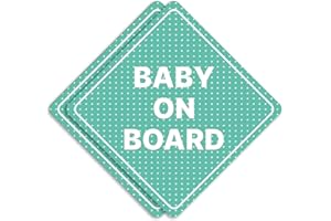 GEEKBEAR Baby on Board Sticker or Magent for Cars - 2 Pack Safety Signs, 6.8 x 6.8 in (Sticker, Mint)