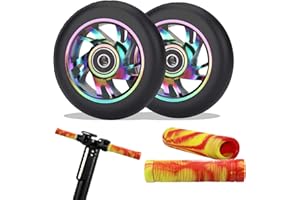 AISNY Scooter Spare Wheels, 2 Pack 110mm Stunt Scooter Spare Wheels 88A Solid Tires Scooter Wheels with ABEC-9 Bearings for Most Stunt Scooters and Kick Scooters