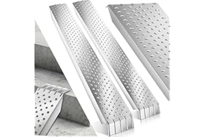 tectake® 2X Rampas para Coches, Set de 2 Rampas de Acero Galvanizado, Rampa para Moto, Bicicleta, Sillas de Ruedas, Carga 400kg, Antideslizante, Fácil Transporte, Almacenamiento y Limpieza (160 cm)
