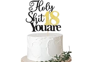 Xsstarmi 1 Pack Holy Shit You are 18 Birthday Cake Topper Glitter Happy 18th Birthday Cake Pick Sweet 18 Eighteen Cheers to 18 Years Cake Decorations for Funny 18th Birthday Party Supplies