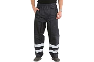 shelikes Mens Waterproof Rain Hi Vis Safety Over Trouser Work High Viz Visibility Pants