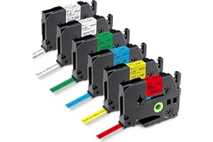 Markurlife Ruban pour Étiqueteuse Compatible pour Brother TZe-221 TZe-121 TZe-421 TZe-521 TZe-621 TZe-721, Ruban Laminé 9mm Recharge pour Etiqueteuse Brother P-Touch PT-1000 PT-P700 H105 D200 D210