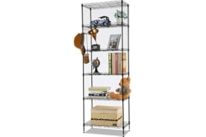 HIMIMI oliote 6-Shelf Wire Shelving Units, Heavy Duty Metal Shelf Wire Rack with Leveling Feet, Adjustable Utility Storage Shelves for Garage, Kitchen, Living Room, Bathroom, 21.26L x 11.42W x 62.99H