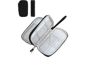 TNOMSNO Borsa per Cavi, Organizer Cavi da Viaggio Elettronici Porta Cavi Organizer Viaggio, 3 StratiCustodia Cavi Resistente All'acqua, Organizer Cavi per Power Bank, Caricabatterie, Auricolari