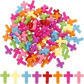 FOMIYES 100pcs Acrylic Cross Beads Colorful Color Cross Charming Spacer Beads Acrylic Charm for Jewelry Making Necklaces Brac