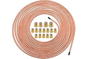 GIONAR 7,62 m Bremsleitung 3/16" Set, Ø 4,75mm Kupfer-Nickel Kupfer, Automobil Ersatz Bremsrohr Verschraubungen und Verbinder Flaring DIN Kupfer Verkupfertes Stahl Sortiment für Bördel