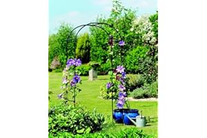 Garden Mile Arco de marco de acero negro para jardín, estilo enrejado resistente, resistente a la intemperie, arco de metal fuerte, arcos para interiores y exteriores, soporte para plantas trepadoras