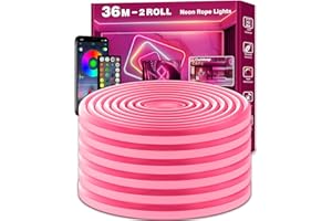 LETIANPAI 36m LED Neon Seillichter, Steuerung mit App/Fernbedienung, Flexibles LED Seillicht, Mehrere Modi, IP65 Outdoor RGB Neonlichter Wasserdicht