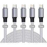 WUYA für iPhone Ladekabel, MFi Zertifiziert Datenkabel für iPhone Kabel(5Pack-1/1/2/2/3m) USB A auf Lightning Kabel Kompatibe