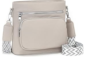 Snmoec umhängetasche damen mittelgroß damen handtasche mittelgross crossbody bag Veganes Leder umhängetasche mit breitem gurt handtaschen blassgrau