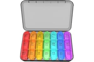 ZOKSI Pill Box 7 Days 3 Compartments Pill Box 7 Days Morning Lunch Evening, German Pill Box 7 Days for One Week Pill Box, 21 Compartments Medicine Box (Black Case)
