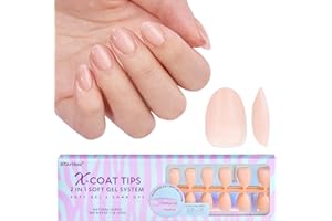 ‎BTARTBOX BTArtbox Extra Short Almond Press On Nails Soft Gel Full Cover Nail Tips für Gelnägel, 160 Stück PRE-DESIGNED XCOATTIPS Kurz Nageltips Mandel Künstliche Nägel Nagelspitzen Tips für Nail Extensions