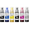 CANOFF 011 & 012 Refill Ink Bottle Compatible with Epson Model L8180 and L8160 Printer (C/M/Y/BK/PB/GY 70ml Ink)