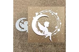 KUIZHIREN1 Matrice de découpe en métal Ange sur la lune Pour scrapbooking, loisirs créatifs, gaufrage, cartes en papier, pochoir Argenté