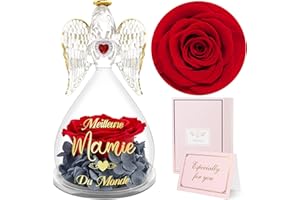 Sunia Cadeau Mamie, Cadeau Mamie Ange Rose Eternelle avec l'inscription Meilleure Mamie du Monde, Fleur Eternelle avec Ange Figurine, Cadeau Anniversaire Mamie, Cadeau Grand Mere, Cadeau Mamie Noel