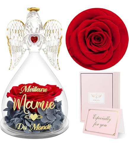 Rose éternelle Sous Cloche Personnalisable Avec LED - Cadeau Pour Femme, Maman, Anniversaire - 21x11 Cm, Boîte Cadeau Incluse