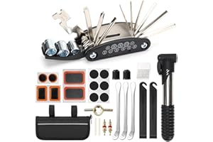 ZOLGINAH Multifunzione Kit Riparazione Bici 16 in 1,Portatile Emergenza Kit Foratura Ciclismo Professionali con Toppa per Pneumatici,Borse da Sella Impermeabili,per MTB Biciclette da Strada Accessori