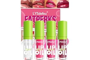 LYSDEFEU Gloss Repulpant Levres,4 Couleurs Professional Makeup liquide Glitter Huile à Lèvres,Non-Sticky Formula fat lip oil, Plumping Lip Gloss Tinted Lip Balm Hydratante et Durabl pour filles femmes-Set A