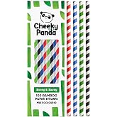 The Cheeky Panda - Pajitas de bamb&uacute; de papel multicolor | Paquete de 100 pajitas | 100% biodegradable, sin pl&aacute;stico, ecol&oacute;gic