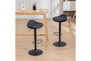 Kidol & Shellder Sgabelli da Bar Sedie da Pranzo Set di 2 Nero Altezza Regolabile a 360° Sedie da Bar in PU e Metallo per Casa Cucina Bancone Bistrot
