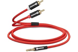 ANNNWZZD Kabel Jack na 2RCA 3 m, wtyczka jack 3,5 mm na 2RCA kabel audio z dźwiękiem HiFi, wtyczka mini jack na RCA, męski kabel audio stereo