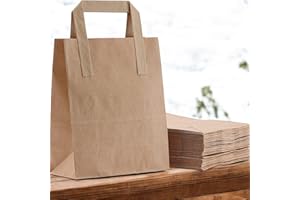 HOT BARGAINS Large Brown Paper Bags with Handles, 50-Pack