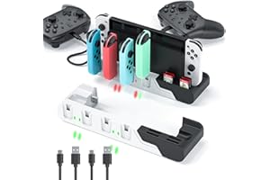 MLIFEMFUL Switch Controller Charging Dock Compatible with Nintendo Switch & Switch OLED Model Joycons, Switch Charging Station Charges up to 6pcs Joycon with Game Card Storage Stand for Switch Joycon