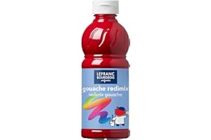 Lefranc Bourgeois Educación, Gouache líquida Redimix, témperas para niños, 500ML Rojo primario, Pinturas para niños y Manualidades