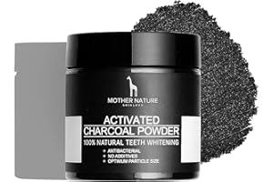 ‎MOTHER NATURE COSMETICS Active carbon powder from Mother Nature - vegan - for teeth whitening and teeth cleaning 100% natural activated charcoal teeth whitening powder for natural white teeth
