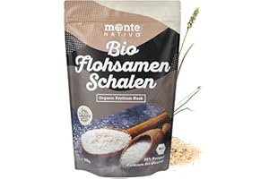 ‎MONTE NATIVO Bio Flohsamenschalen von Monte Nativo 500 g | 99% Reinheit | Vegan | Nahrungsergänzungsmittel | Flohsamen aus Indien, abgefüllt in Deutschland | Reich an Ballaststoffe | Flohsamenschalen gemahlen
