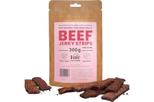 Vale Pet Foods Dog Treat Beef Strips - 100% Healthy Jerky for Dogs, Puppy & Senior - Hypoallergenic, Raw, Gluten & Grain Free Air Dried Natural Dog Chews (300g, Beef)