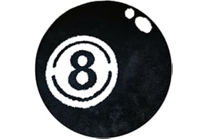 WOKII Alfombra de billar con 8 bolas, círculos negros para salón, dormitorio, salón, pasillo, baño, cintas de correr, alfombra antideslizante (80 x 80 cm)