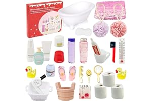 Ligtmor 31 Accesorios para Casa de Muñecas, Miniaturas Accesorios para Casa de Muñecas, Juego de Baño para Puerta de Amigo Invisible