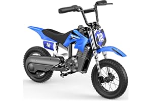ISCOOTER Elektro Motorrad Kinder, Elektromotorrad mit 36V 5.2Ah Batterie, 8/13/25 KMH Geschwindigkeitsmodus, 22 km Reichweite, 12 Zoll Luftreifen, LED, doppelte Stoßdämpfung, Motorrad für 3–10-Jährige