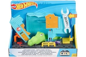 Hot Wheels City Garage Attaque Alligator, Coffret de Jeu pour Petites Voitures avec Circuit et Pistes, FNB06, Multicolore