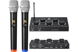 VOIJUMP Wireless Microphone System, UHF Karaoke Microphone, Wireless Microphone for Karaoke, Wedding, Road Show, Conference, Party, Complete Karaoke Set with Wireless Microphone
