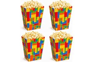 YESAH 24 st byggstenar popcornlådor, festmatlådor för födelsedag