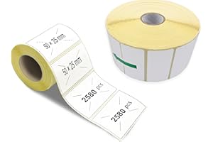 Amazinnov - Étiquettes Autocollantes，1X Rouleau 50X25 MM，2580 Pièces Par Rouleau Étiquettes À Transfert Thermique Adhésives Universelles Blanches À Imprimer Dans Des Imprimantes Thermiques|5×2.5CM