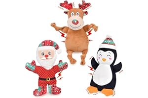 Ousiya Confezione da 3 giocattoli per cani di Natale che scricchiolano giocattoli per cani di Natale, giocattoli di peluche interattivi durevoli per cani di taglia media, piccola e grande