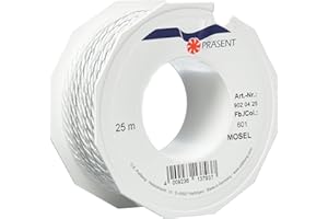 PRÄSENT C.E. Pattberg Mosel - Cordón Trenzado para Regalos, Paquetes y Regalos, 0,4 cm de Ancho, Accesorios para decoración y artesanías, Cinta Resistente al desgarro para Envolver Regalos