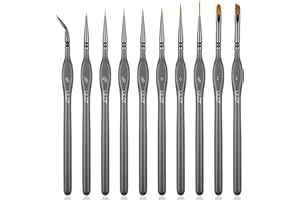 WLOT Fine Detail Brushes with Triangular Handles,10 Miniature Brush for Fine Detailing & Art Painting,Acrylic&Nail, Models,Watercolour, Miniatures,Oil, Figures.(Golden Maple Series）
