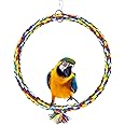 Andiker Bird Swing, Cage Hanging Toys Cotton Rope Swing Bite Resistance Perches Toy Parrot Toy Boredom Breaker for Budgie, Cockatiels, Conures, Finches, Small Parakeets (L 25cm)