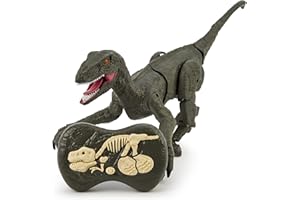 CMJ RC CARS Remote Control Velociraptor Dinosaur Toys, 2.4GHz Light + Sounds Electric Walking Robot RC Dino