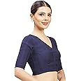 Studio Shringaar Women's Cotton Silk Stretchable (Smocked) Readymade Elbow Length Sleeves Saree Blouse