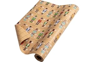 RUSPEPA Papier D'Emballage De Noël, Papier Kraft Jumbo Roll - Nussknacker Solider Design For Gift Wrap - 43,2 Cm X 10 M