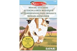 Melissa & Doug Blocs d'autocollants mosaïque - Safari, 12 scènes colorées à compléter avec plus de 850 autocollants, Livres d'activités, Loisirs créatifs pour filles et garçons, 3+