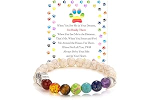 Futesheel Pet Memorial Gifts,Rainbow Bridge Bracelet for Beloved Dog Cat, 8MM Mixed Color Bead 7 Chakra Pet Memorial Bracelet for Women Men Who Loss of Pets,Pet Sympathy Gift