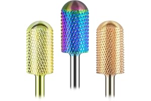 Depvko 3Pcs Safety Nail Drill Bits Set, Premium 3/32 inch Large Barrel Carbide Nail Drill Bits, Smooth Round Top Remove Gel Drill Bits for Acrylic Nails Electric Dremel Drill Machine (XF, F, M)