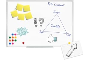 WilTec Tableau magnétique Whiteboard Tableau Mural 70x50cm 12 aimants Inclus Tableau d’Affichage